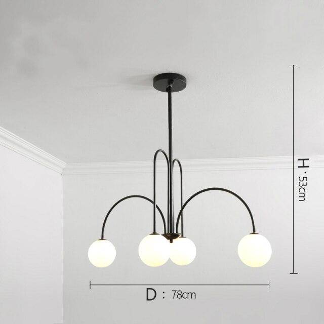 Lustre LED Doré Branches & Boules en Verre | Marco Lucetti 4 lampes - Noir