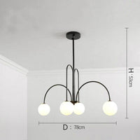 Lustre LED Doré Branches & Boules en Verre | Marco Lucetti 4 lampes - Noir