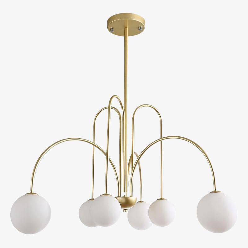 Lustre LED Doré Branches & Boules en Verre | Marco Lucetti 6 lampes - Doré
