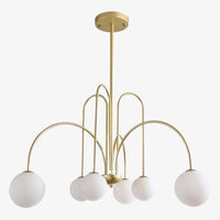 Lustre LED Doré Branches & Boules en Verre | Marco Lucetti 6 lampes - Doré