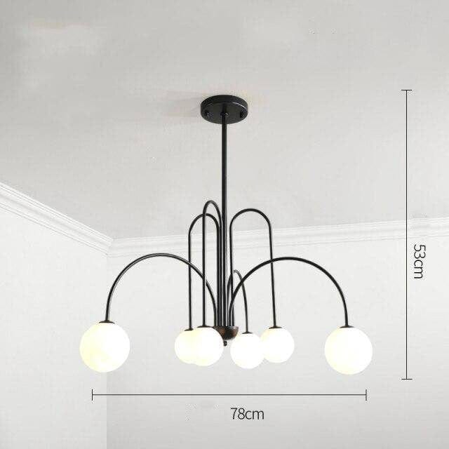 Lustre LED Doré Branches & Boules en Verre | Marco Lucetti 6 lampes - Noir
