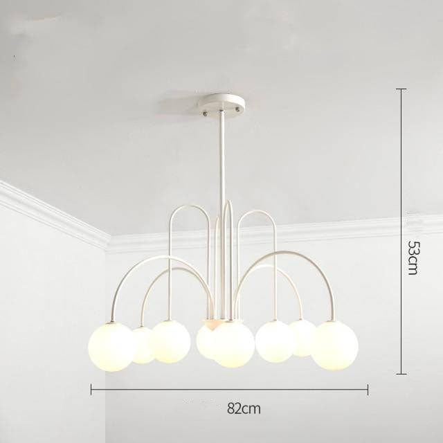 Lustre LED Doré Branches & Boules en Verre | Marco Lucetti 8 lampes - Blanc