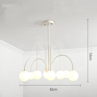 Lustre LED Doré Branches & Boules en Verre | Marco Lucetti 8 lampes - Blanc