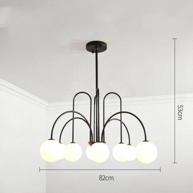 Lustre LED Doré Branches & Boules en Verre | Marco Lucetti 8 lampes - Noir