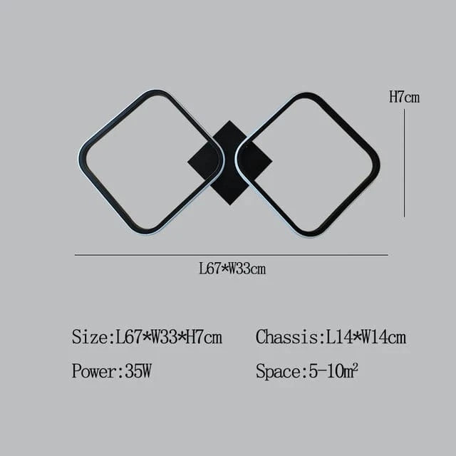 Lustre LED élégant pour un éclairage de plafond moderne | Marco Lucetti Type H-L67xL33cm / Blanc chaud