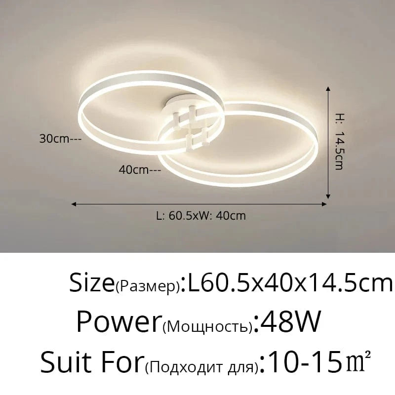 Lustre LED en Acrylique avec Éclairage Haut et Bas | Marco Lucetti Blanc 2 anneaux 30-40cm / 3 couleurs Pas de télécommande