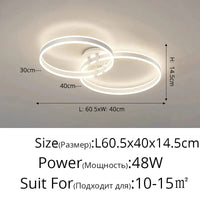 Lustre LED en Acrylique avec Éclairage Haut et Bas | Marco Lucetti Blanc 2 anneaux 30-40cm / 3 couleurs Pas de télécommande