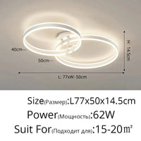 Lustre LED en Acrylique avec Éclairage Haut et Bas | Marco Lucetti Blanc 2 anneaux 40-50cm / 3 couleurs Pas de télécommande