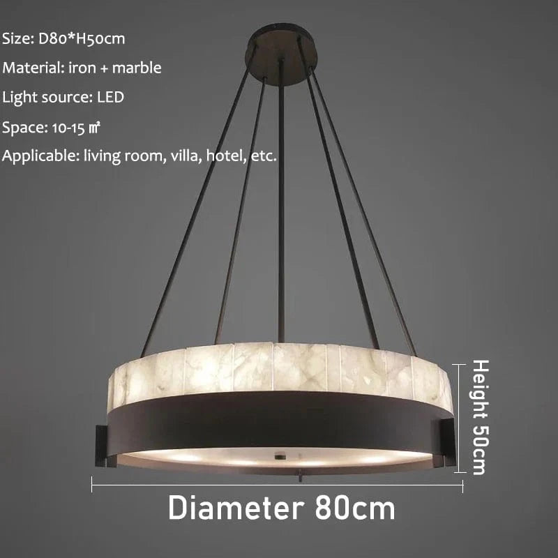 Lustre LED en anneau de marbre créatif - Style Moderne | Marco Lucetti Diamètre 80cm / Lumière chaude, pas de télécommande