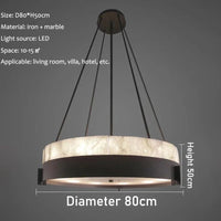 Lustre LED en anneau de marbre créatif - Style Moderne | Marco Lucetti Diamètre 80cm / Lumière chaude, pas de télécommande