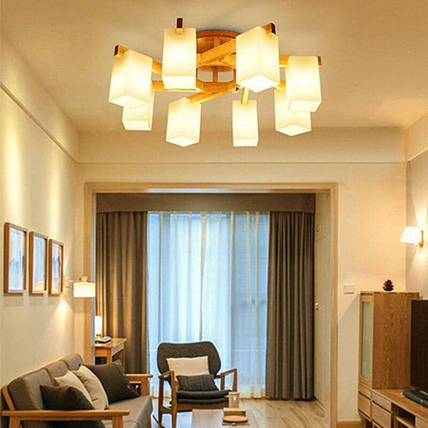 Lustre LED en bois avec abat-jours nordiques | Marco Lucetti
