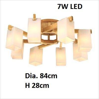 Lustre LED en bois avec abat-jours nordiques | Marco Lucetti 8 lampes