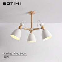 Lustre LED en bois avec abats-jours arrondis | Marco Lucetti 3 lampes - Blanc