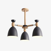 Lustre LED en bois avec abats-jours arrondis | Marco Lucetti 3 lampes - Noir