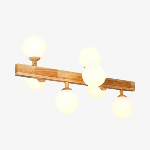 Lustre LED en bois avec lampe intégrée dans boule en verre - Éclairage moderne. | Marco Lucetti