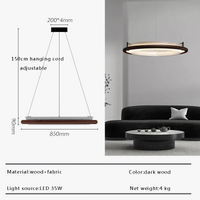 Lustre LED en bois noir pour une décoration moderne avec lampes suspendues