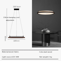 Lustre LED en bois noir pour une décoration moderne avec lampes suspendues