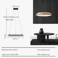 Lustre LED en bois noir pour une décoration moderne avec lampes suspendues