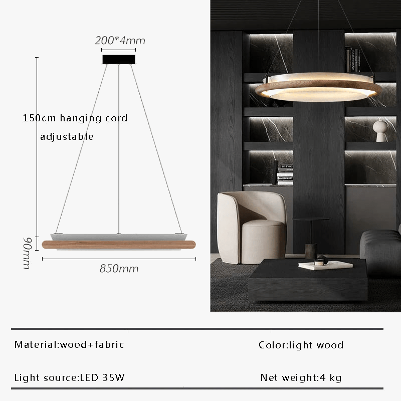 Lustre LED en bois noir pour une décoration moderne avec lampes suspendues | Marco Lucetti
