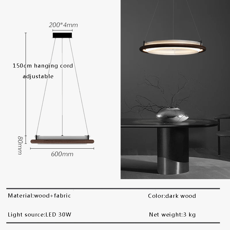 Lustre LED en bois noir pour une décoration moderne avec lampes suspendues | Marco Lucetti