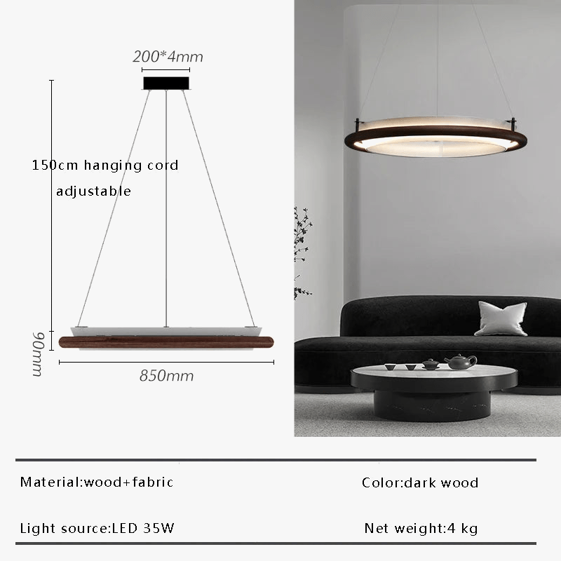 Lustre LED en bois noir pour une décoration moderne avec lampes suspendues | Marco Lucetti