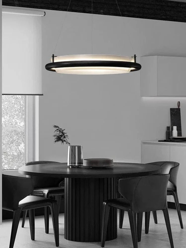 Lustre LED en bois noir pour une décoration moderne avec lampes suspendues | Marco Lucetti