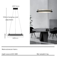 Lustre LED en bois noir pour une décoration moderne avec lampes suspendues | Marco Lucetti 60 cm noir / Noir élégant / Lumière chaude