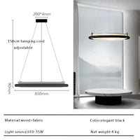 Lustre LED en bois noir pour une décoration moderne avec lampes suspendues | Marco Lucetti 85 cm noir / Noir élégant / Lumière chaude