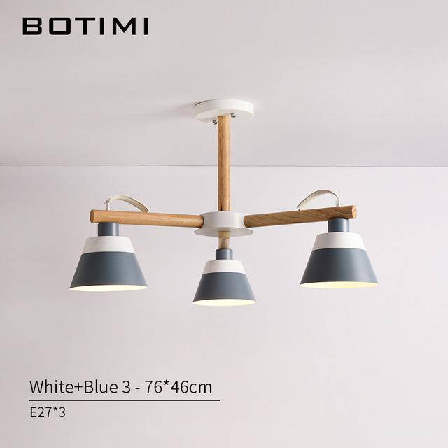 Lustre LED en bois Nordik | Marco Lucetti 3 lampes - Bleu