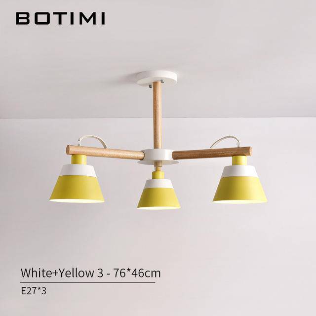 Lustre LED en bois Nordik | Marco Lucetti 3 lampes - Jaune