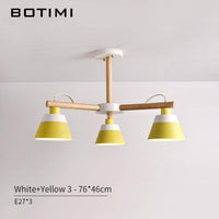 Lustre LED en bois Nordik | Marco Lucetti 3 lampes - Jaune