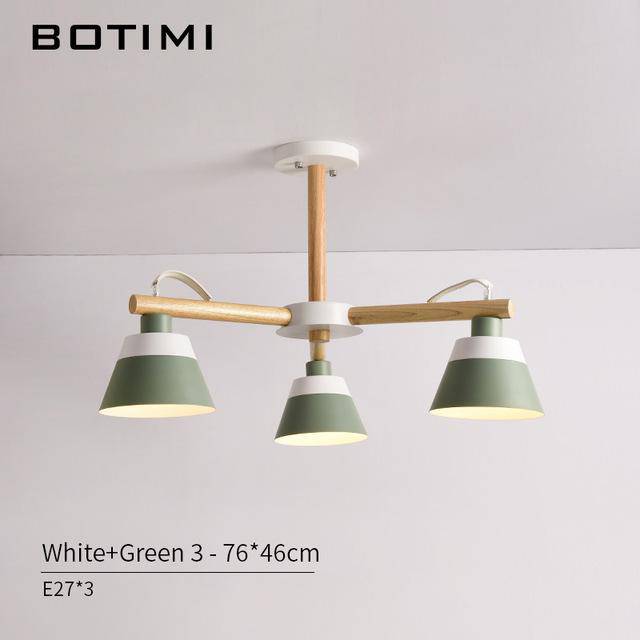 Lustre LED en bois Nordik | Marco Lucetti 3 lampes - Vert