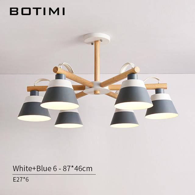 Lustre LED en bois Nordik | Marco Lucetti 6 lampes - Bleu