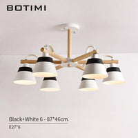 Lustre LED en bois Nordik | Marco Lucetti 6 lampes - Noir