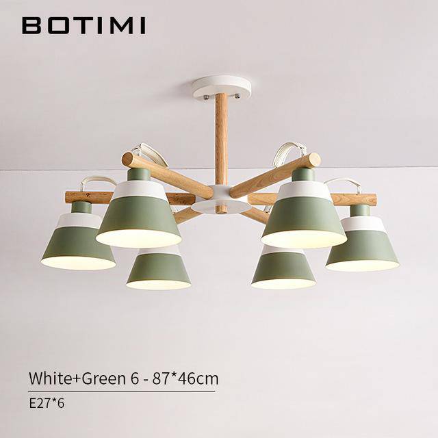 Lustre LED en bois Nordik | Marco Lucetti 6 lampes - Vert