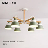 Lustre LED en bois Nordik | Marco Lucetti 6 lampes - Vert