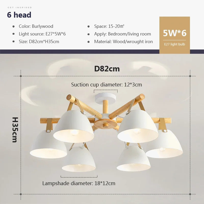 Lustre LED Nordique en Bois Premium