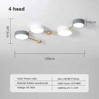 Lustre LED en Bois Nordique - Design Simple et Créatif | Marco Lucetti 4 têtes / Blanc chaud