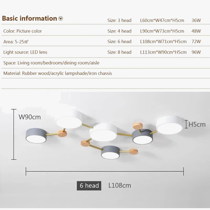 Lustre LED en Bois Nordique - Design Simple et Créatif