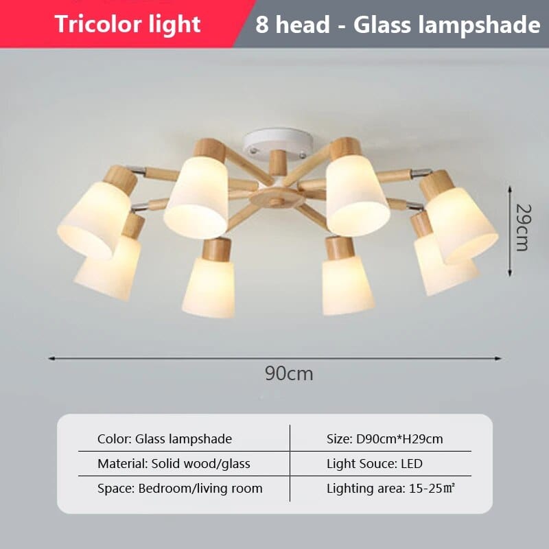 Lustre LED en bois pour un intérieur moderne | Marco Lucetti Verre 8H / Lumière trichromatique