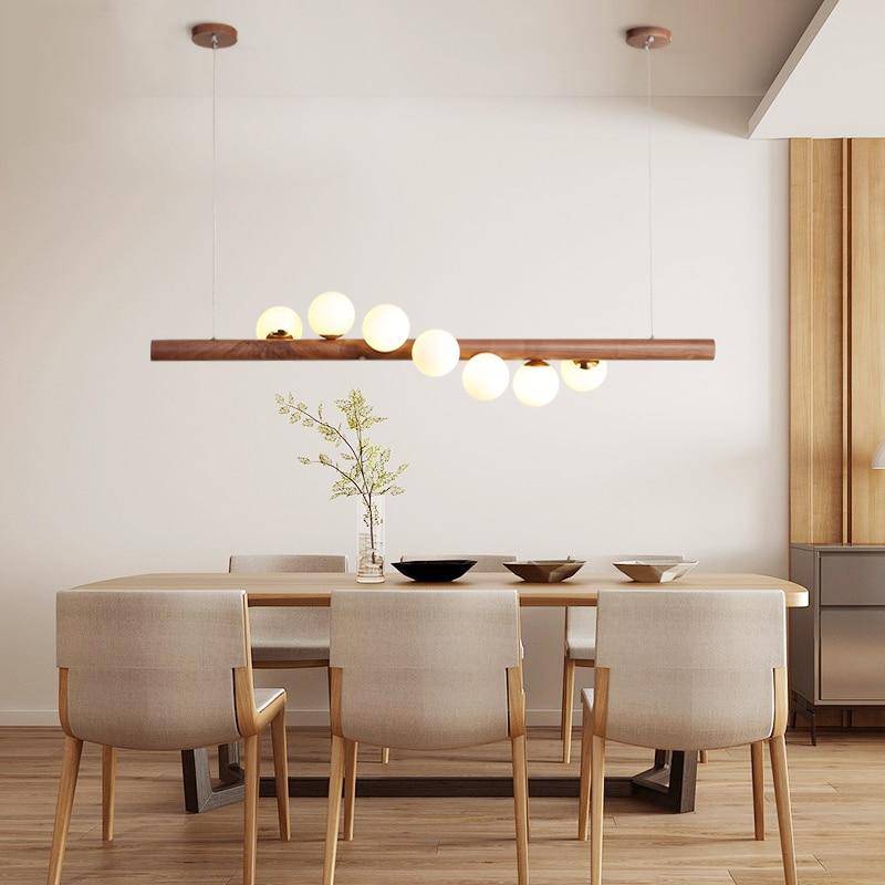 Lustre LED en bois scandinave à sphères multiples | Marco Lucetti
