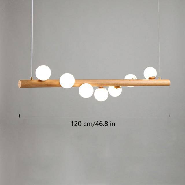 Lustre LED en bois scandinave à sphères multiples | Marco Lucetti 7 lampes - Bois clair / Froide