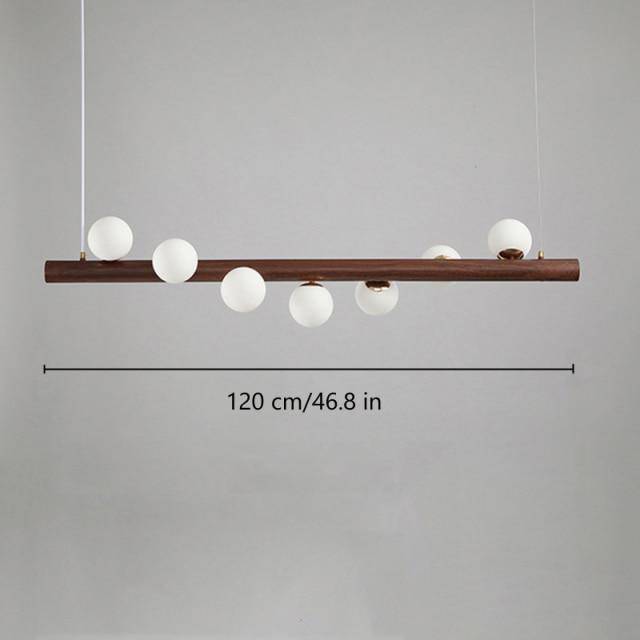 Lustre LED en bois scandinave à sphères multiples | Marco Lucetti 7 lampes - Bois foncé / Froide
