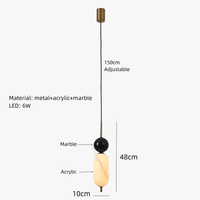 Lustre LED en Boule de Marbre Naturel et Acrylique avec Fil Réglable | Marco Lucetti