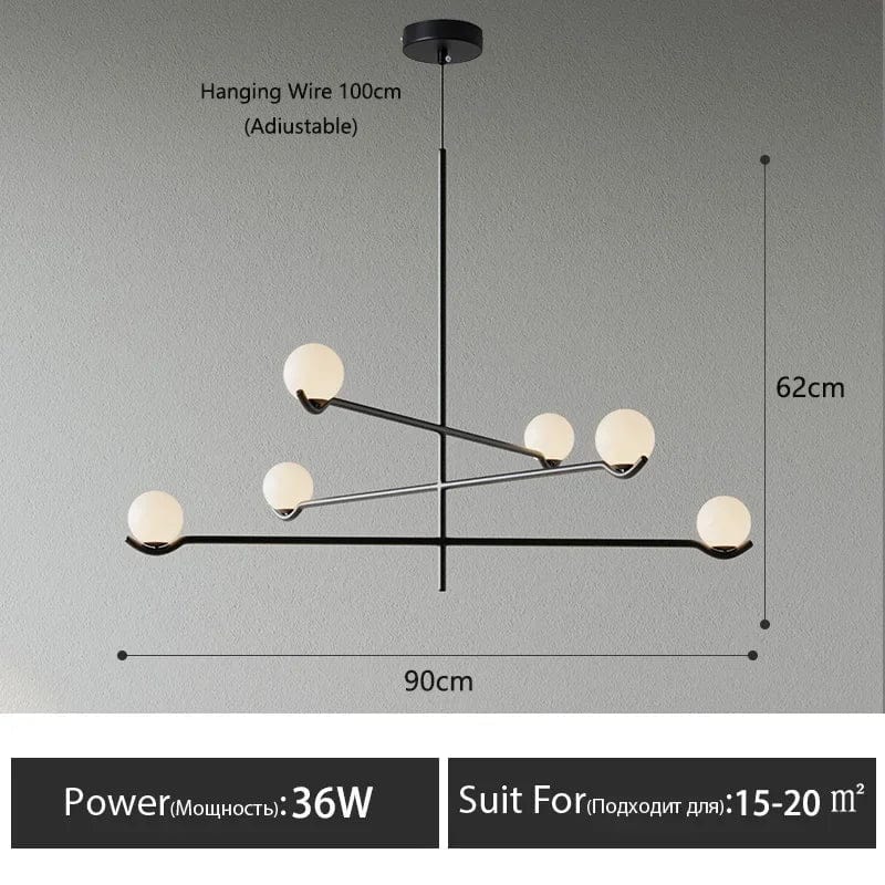 Lustre LED en boule de verre style nordique pour un éclairage élégant de votre intérieur | Marco Lucetti