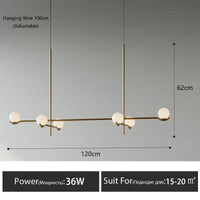 Lustre LED en boule de verre style nordique pour un éclairage élégant de votre intérieur | Marco Lucetti Têtes A6 dorées / Lumière naturelle 4000K