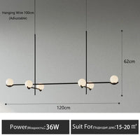 Lustre LED en boule de verre style nordique pour un éclairage élégant de votre intérieur | Marco Lucetti Têtes A6 noires / Lumière naturelle 4000K