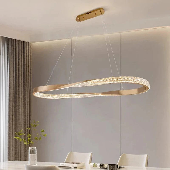 Lustre LED en Cristal au Design Moderne | Marco Lucetti Or / Longueur 120cm / Blanc froid