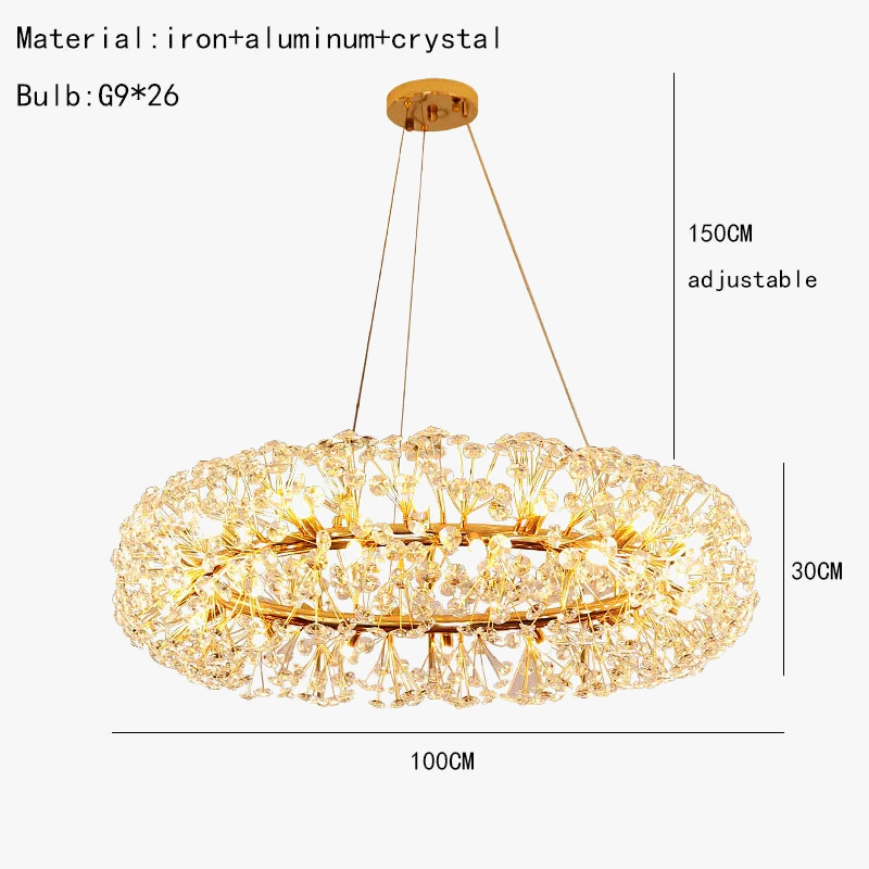 Lustre LED en cristal clair Pissenlit pour Hôtel de Luxe