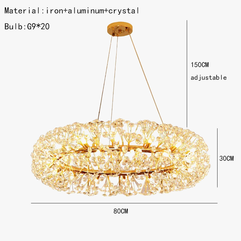Lustre LED en cristal clair Pissenlit pour Hôtel de Luxe
